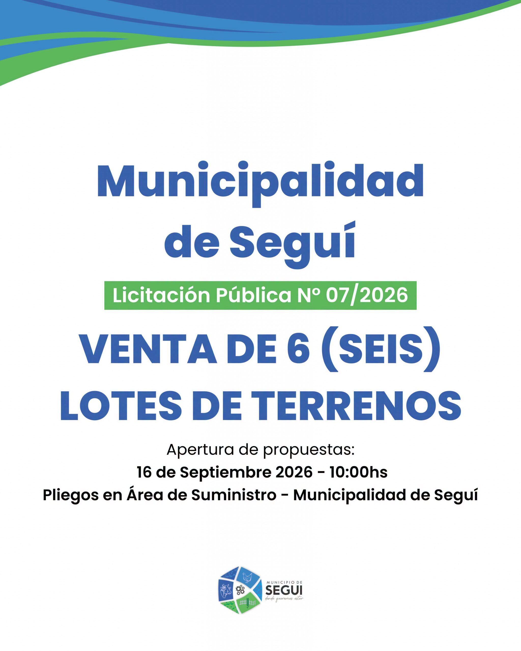 venta de terrenos licitacion publica N° 7-2026
